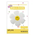 White daisy aluminum foil balloon with yellow smiley face pattern 111x104cm for parties - Large Smiley Face White Daisy / White