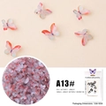 Macro view of multi-color resin 3D butterfly nail art accessories with glitter finish - Simulated Butterfly A13# (Orange-Pink-Blue Gradient)