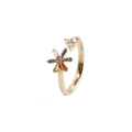 Elegant gold plated open ring featuring multi-colored micro-pave cubic zirconia crystals - Radiant Colorful Gemstone (CR0433DX) / Adjustable Open