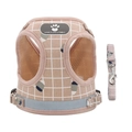 Pink plaid reflective dog harness and leash set with breathable mesh fabric - XS / Upgraded Plaid Pink