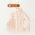 Absorbent coral fleece pet bathrobe in pink and white horizontal stripes for dogs - [Ori Pink] S | 45*54*70cm / Aoli Pink