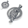Ciondolo vintage in acciaio inossidabile con corvo vichingo e rune Valknut - Totem del Corvo (KP117024-LU) / Catena a Serpente Quadrata (50/55/60cm)