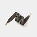 Brown paisley embroidered wide woven strap for shoulder bags with golden metal clasps - Width 5cm Length 100cm / Grey With Silver Buckle