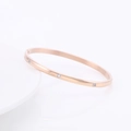 Elegant rose gold titanium steel bracelet set with four round cubic zirconia stones - B077 Rose Gold 6-Stone