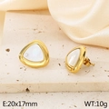 Elegante goldene Dreiecksohrstecker mit Muscheleinlage und kleinen Diamanten - Gold (KE115691-GC)