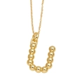 Polished gold initial J pendant necklace featuring a minimalist round bead chain design - Letter U