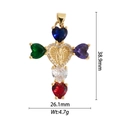 Détail du pendentif croix en cœurs colorés avec dimensions précises de 38,9 mm et 4,7 g - Croix Vierge Marie Pierre Cœur Colorée