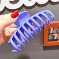 Large matte purple hair claw clip in plastic with multi-tooth design for thick hair - Purple