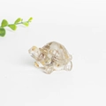 Cute translucent amber resin turtle figurine made with natural crystal gravel - Rutilated Quartz