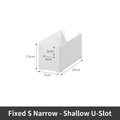 White narrow plastic storage box with shallow U-shaped opening for cabinet organizing - Low Shallow Narrow Box - Size S (4741)
