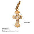 Vintage 18K gold-plated stainless steel cross pendant with zircon, 12.2mm size - Slender Zirconia Cross (PJ376G)