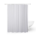 Tenda da doccia impermeabile in poliestere con motivo a spina di pesce grigio e ganci - Reticolo Bianco Nordico