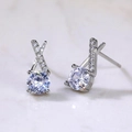 Silver flower zircon stud earrings with an X-shaped cross design and round cut main stone - X-Shape Cross