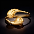 Elegant 18K gold-plated stainless steel bypass bangle with polished teardrop ends - Teardrop (40-C-4) / Gold