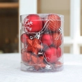 Red Christmas ball ornament set in clear tube featuring matte, glitter and snowflake patterns - Red Series Small Gift Bag