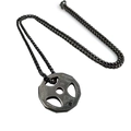 Men's black stainless steel dumbbell pendant necklace with engraved workout quotes - Black