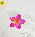 Pinza per capelli a forma di plumeria con sfumatura magenta e arancione acceso - Rosso Bacca