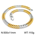 Zweifarbige Gold-Silber-Edelstahl-Panzerkette, Größe 500x11mm und Gewicht 110g - Bicolor Gold (500x11mm)