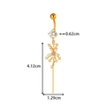 Golden stainless steel belly ring featuring a zircon snowflake pendant and size dimensions - Snowflake Long Dangle Style (2609-3#) / Gold