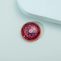 Macro shot of circular glass mandala fridge magnet with colorful geometric pattern - Style 5/Blue Orange Mandala