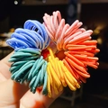 Rainbow colored elastic fabric hair bands for kids in soft pink orange yellow blue tones - 6# Rainbow Colors Approx 100Pcs