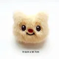 Détail de l'accessoire ours en peluche mignon avec broderie, taille 6cm x 7cm - Style DIY (Ouverture au dos) / Beige Café