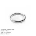 Minimalist silver wavy stainless steel ring in US size 7 with 4mm width dimensions - US5 / 4MM Irregular Wave Ring / Silver