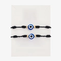 Zweiteiliges schwarzes geflochtenes Evil Eye Armband Set mit goldenen Perlen auf Karte - Schwarzes Böses Auge - 2er Set