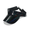 Visiera in finta pelle nera riflettente laser con cinturino in velcro regolabile - Nero