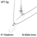 Minimalist stainless steel rectangular pendant necklace with engraved letter O for women - Silver Letter O Style (KN293681-Z)