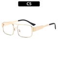Lunettes de soleil rétro à double pont en métal doré avec branches noires et verres clairs - Monture Dorée Verres Transparents