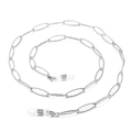 Silver stainless steel eyeglass chain with textured oval links and silicone loops - Embossed Oval Link Style (KSC115-Z) / 650x6mm / Silver