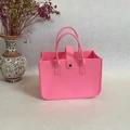 Pink felt tote bag for baby celebrations with reinforced handles and button closure - 30x20x10cm / Pink