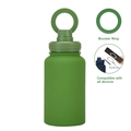Matte sage green sports bottle with magnetic booster ring phone holder and top handle - 650ml / Army Green