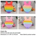 Set of four cute rainbow rabbit pop-it silicone shoulder bags with adjustable cartoon straps - Rabbit Style 1