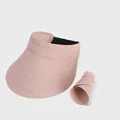 Pink straw sun visor with wide brim and black elastic band for outdoor UV protection - Pink (8222)