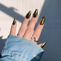 Metallische olivgrüne künstliche Mandelnägel mit Chrom-Spiegel-Effekt für Trends - Spiegel Metallic Grün Stil (Y-162) / Kleber-Typ