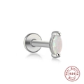 Marquise cut white opal stud earring in S925 sterling silver with internal threading - Silver #2 (Marquise)