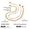 Detailed view of dual-layer titanium steel anklet with pearls and golden metallic plates - Double Layer Pearl Bar Pendant Style (JDA0212016)