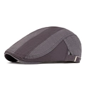 Béret vintage pour hommes en coton avec empiècements gris foncé et clair - Réglable / Gris