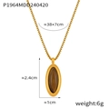 Golden vintage necklace with tiger eye stone shell pendant and box chain for women - Oval Tiger's Eye / P1964-Gold Color Tiger's Eye