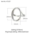 925 silver oval ring setting for DIY amber, 15x20mm stone size with S925 hallmark - 15x20mm / White Gold