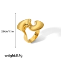 Golden spiral geometric stainless steel ring with abstract sculptural design for women - US 8 / Abstract Wave Style (TR4200-8) / Gold