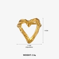 Adjustable heart-shaped 18k gold plated stainless steel ring with hammered texture - Adjustable Open / Hammered Irregular Heart Style (TYGR0245)