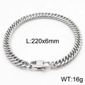 Silver stainless steel Cuban link bracelet with lobster clasp and sleek metal finish - Style C 6mm-220mm