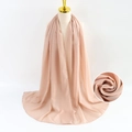 Elegant plain pink pearl chiffon scarf for women shown on a professional studio mannequin - Pink