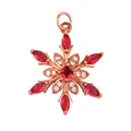 Rose gold snowflake pendant with red and white gemstones on a clean white background - Beige M846657-3