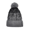 Detalle de punto de trenzas y gran pompón gris en el gorro con degradado - M(54-58cm) / Negro + Gris