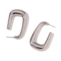 Minimalist silver U-shaped geometric hollow earrings with a hammered metal finish - Hollow Trapezoid Geometric Open Hoop Earrings - Steel