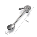 Silver stainless steel puppy cartoon coffee spoon 11.5cm length with hanging handle - Dog / Black